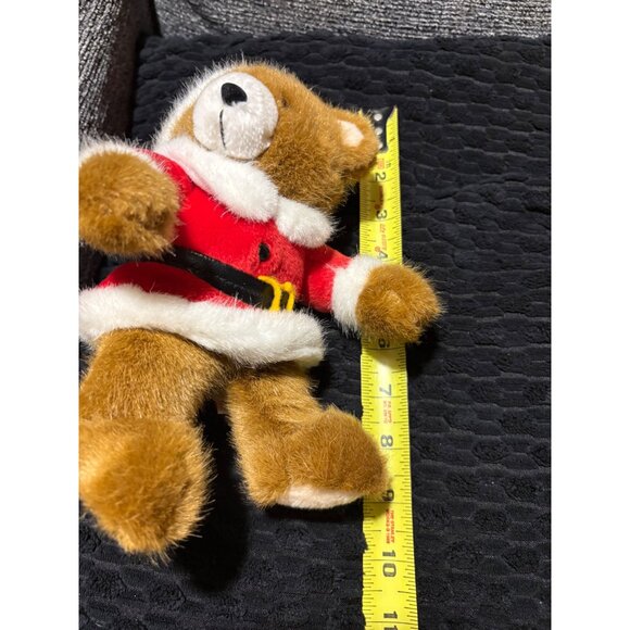 Vintage Musical Jingle Bells 1993 Dakin Santa Teddy Bear Plush 8" Polyester Bro - Picture 5 of 6